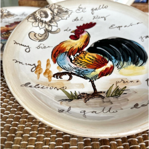 Le Chanticleer Maxcera Rooster/Sunflower 8” Plates, SET/4 - Picture 7 of 8